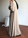 2 Colors V-neck Long Sleeves Belted Maxi Dress