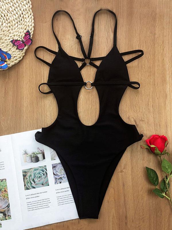 Sexy Hollow Bandage One-Piece Swimwear