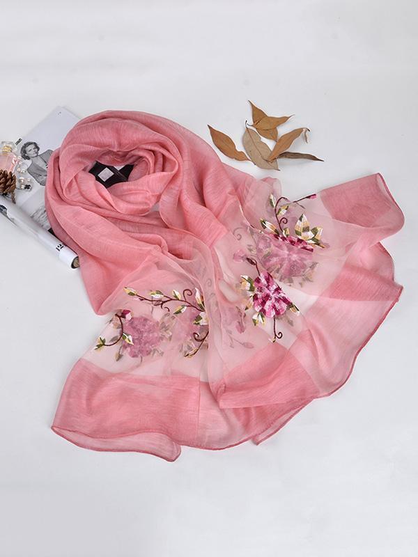 Woman Casual Shawl Scarf with Floral Print, Seven Colors