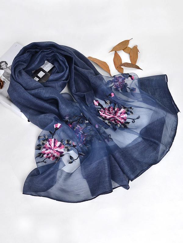 Woman Casual Shawl Scarf with Floral Print, Seven Colors