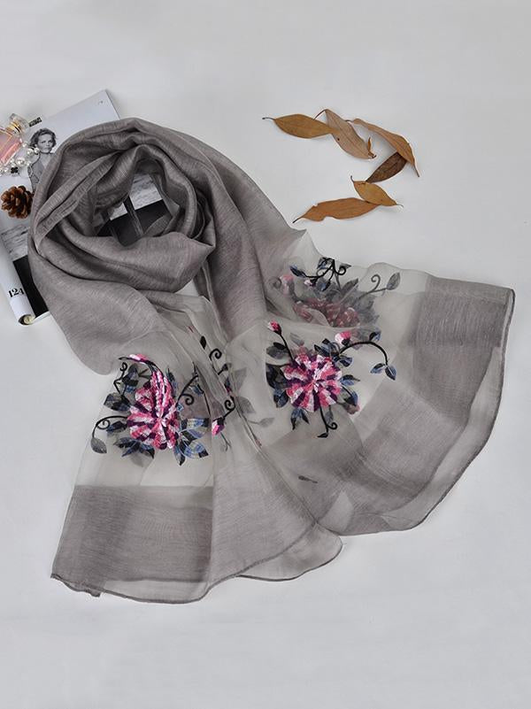 Woman Casual Shawl Scarf with Floral Print, Seven Colors