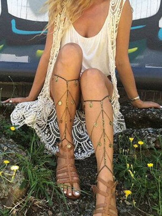 Sexy Bohemian Multi-Layer Coins Tassel Leg Chain Accessory