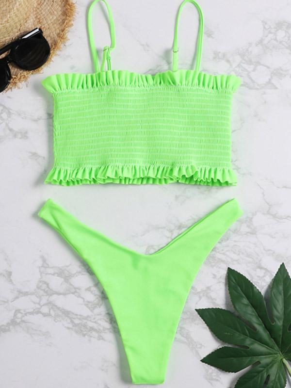 Ruffle Smock Bandeau Bikini Set