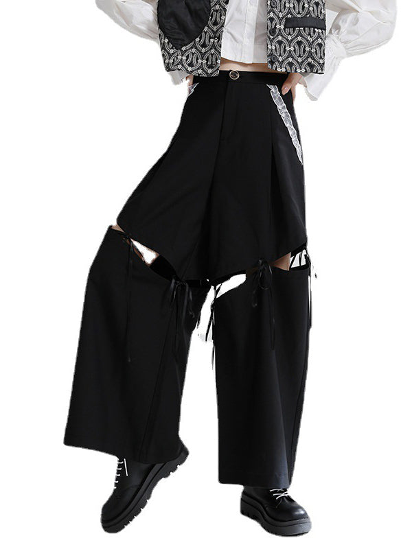 Stylish Split-Joint Printed Wide Leg Loose Pants