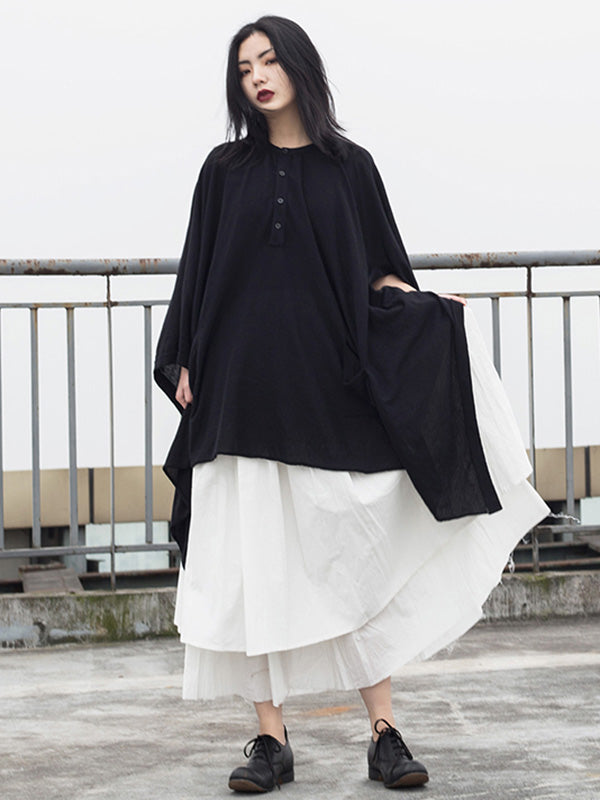 Fashion Batwing Sleeves Half Sleeves Split-Side Blouses Top