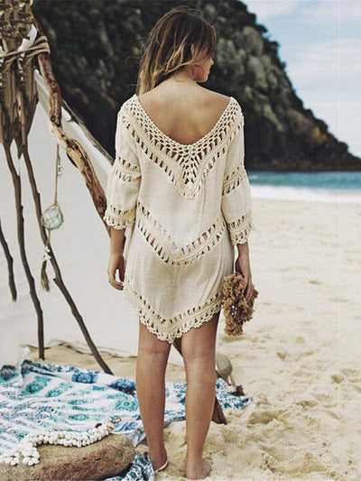 Sexy Hollow Short Sleeves Cover-Ups Swimwear