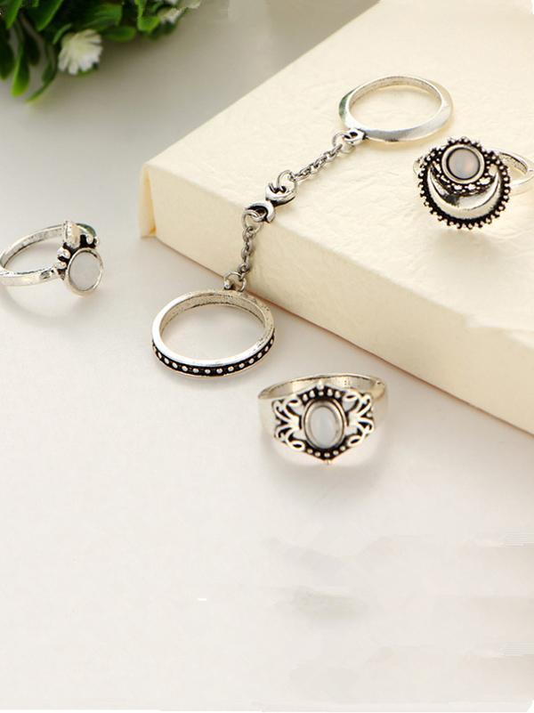 5PCS Vintage Cat's Eye Rings Accessories