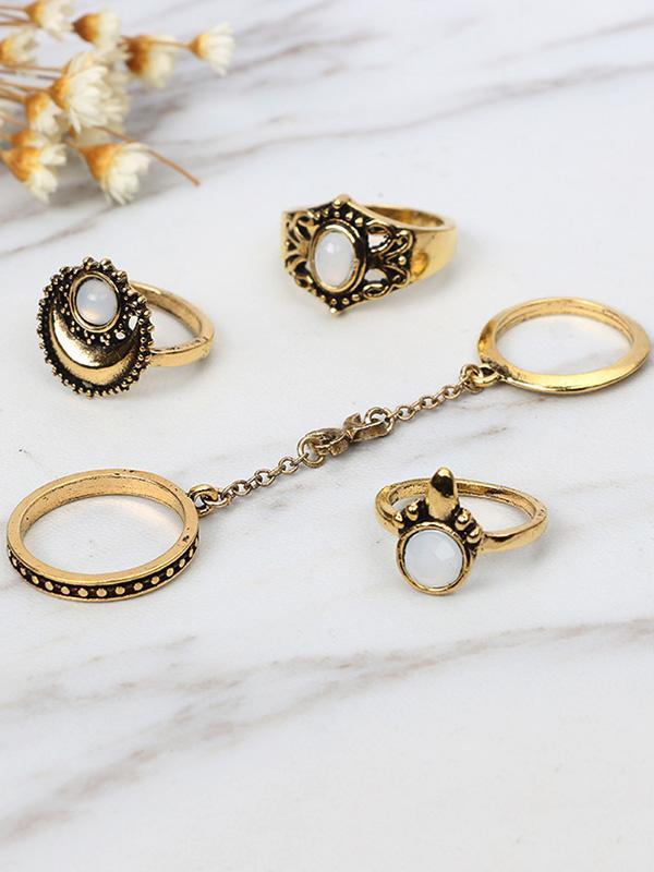 5PCS Vintage Hollow Rings Accessories