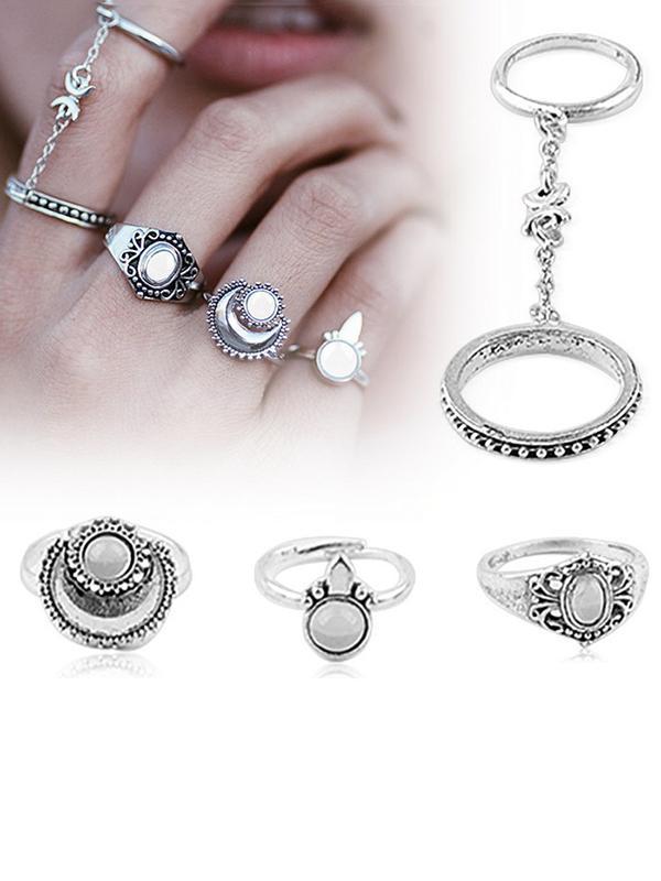 5PCS Vintage Hollow Rings Accessories