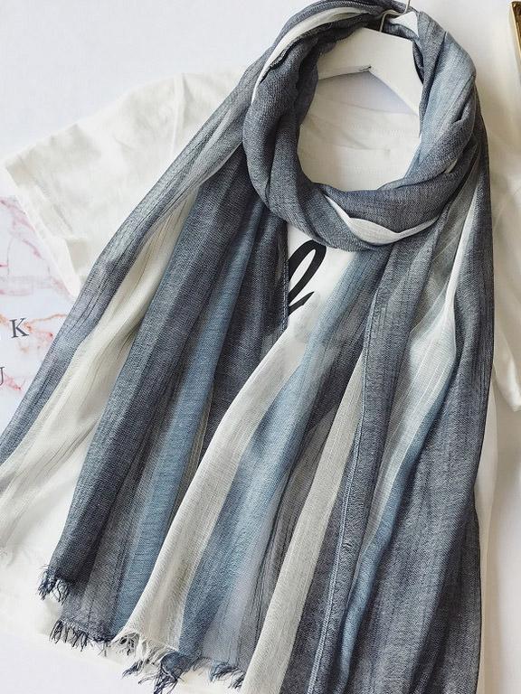 Gradient Striped Sun Protection Shawl Scarf