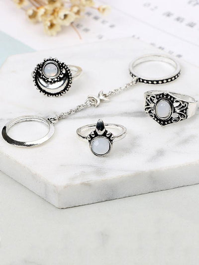 5PCS Vintage Hollow Rings Accessories