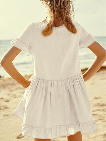 Beach Solid Ruffled Cover-ups Swimwear