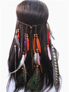 Indian Bohemia Tassels Feather Wooden Bead Headwear Accessories