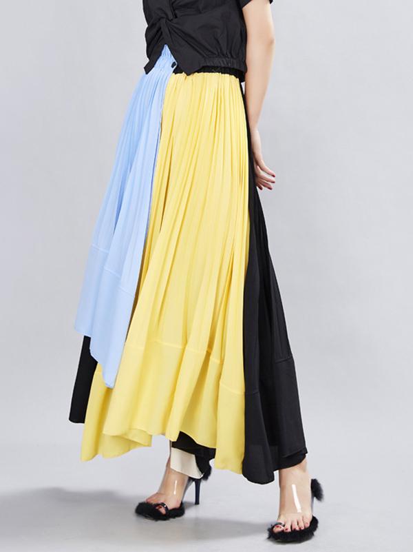 Ruffled Asymmetric Split-joint Skirt