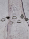 7PCS Vintage Silver Crystal Rings Accessories