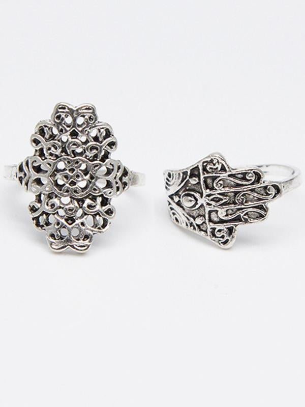 7PCS Vintage Silver Crystal Rings Accessories