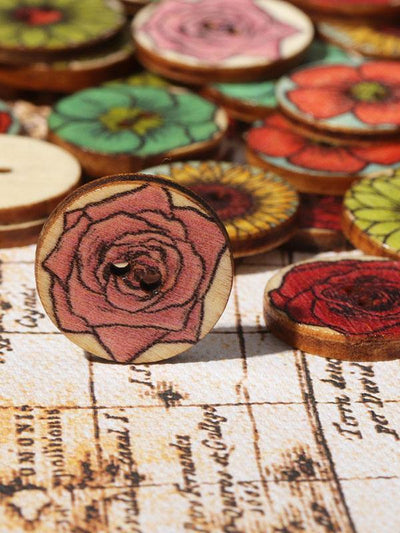 Vintage Colorful Printed Round Buttons