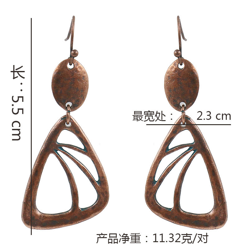 Retro hollow alloy earrings long earrings