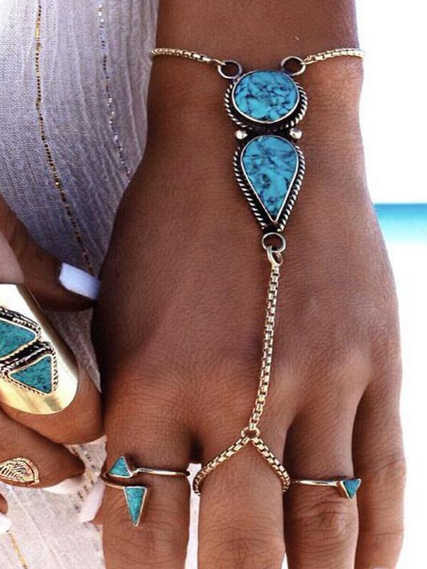 Vintage Turquoise With Ring Bracelet Accessories