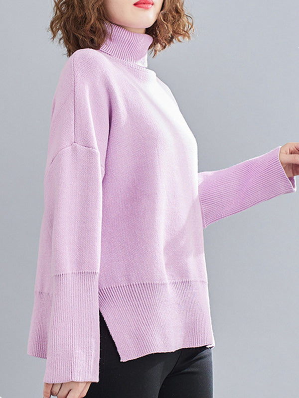 Original Solid High-Neck Knitting Sweater