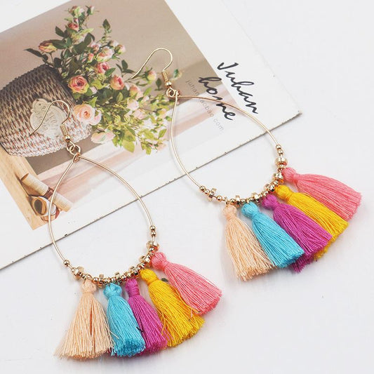 Creative scallop tassel earrings bohemian circle earrings