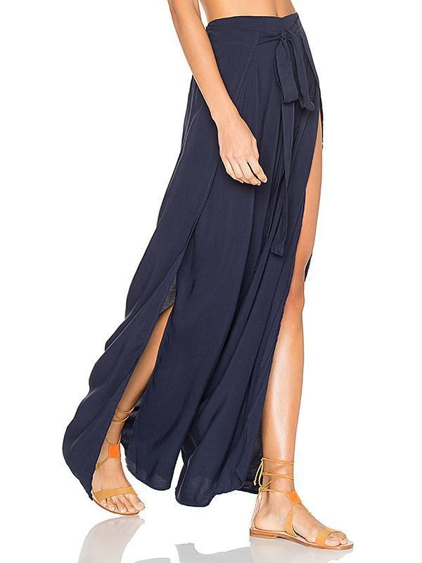 Pretty Split-side Wide Leg Bottom Casual Pants