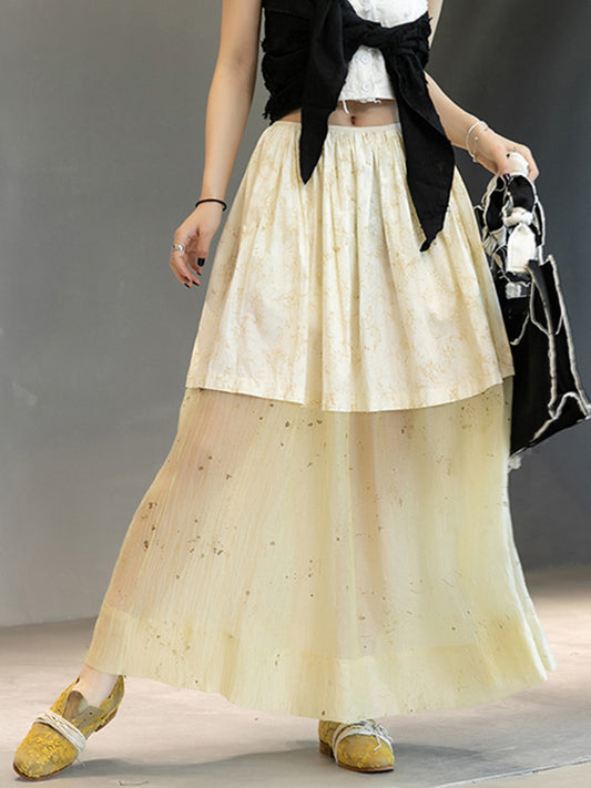 Stylish Split-Joint Pleated Empire Waisted A-Line Loose Skirts