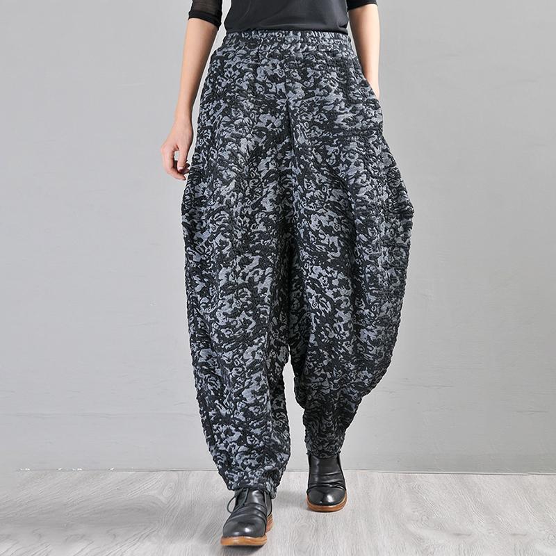 Buykud Autumn Winter Loose Jacquard Harem Pants