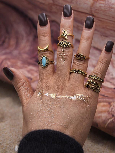 9PCS Turquoise Vintage Rings Accessories