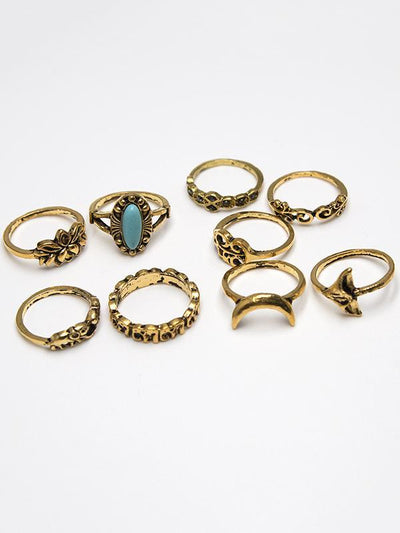 9PCS Turquoise Vintage Rings Accessories