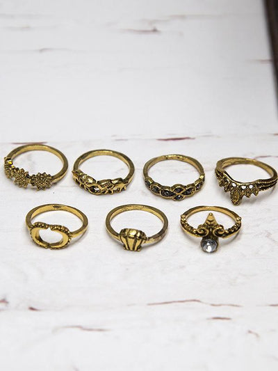 7pcs Fashion Vintage Hollow Rings Accessories