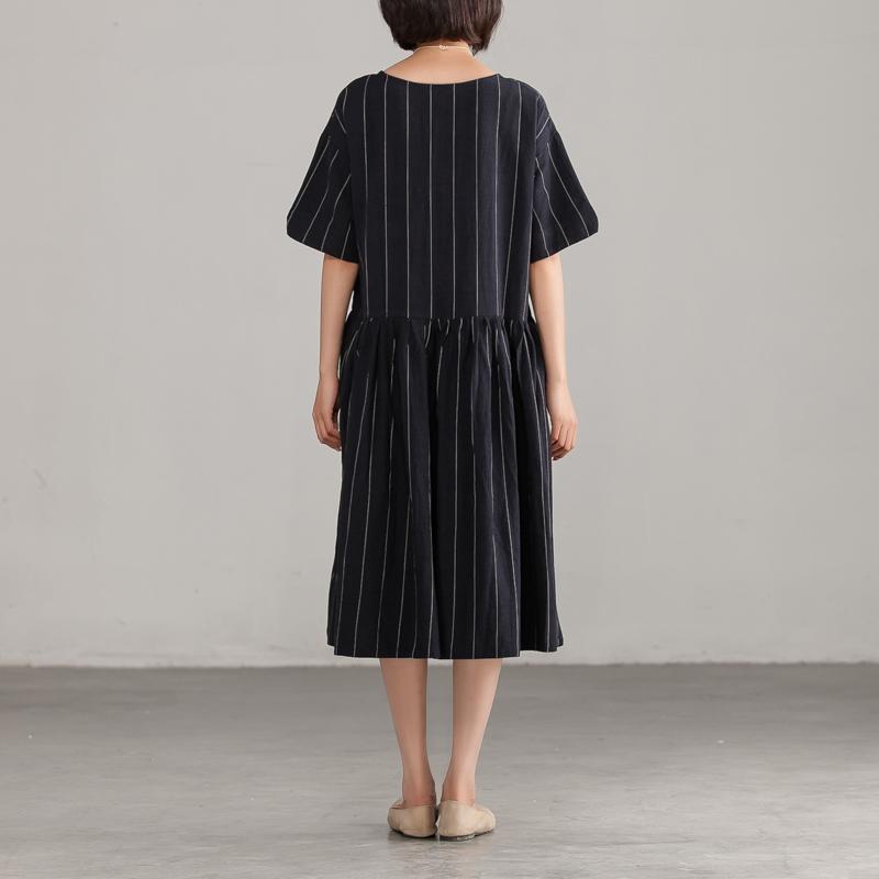 Black Stripe Short Sleeve Summer Dress