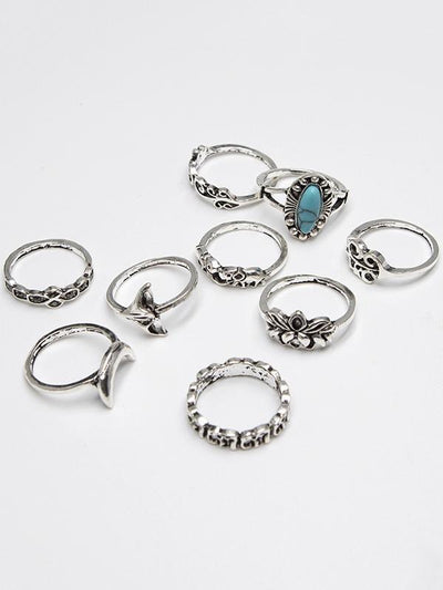 9PCS Turquoise Vintage Rings Accessories