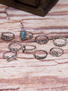 9PCS Turquoise Vintage Rings Accessories