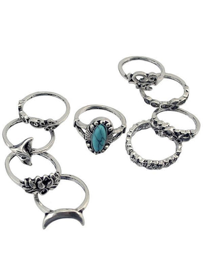 9PCS Turquoise Vintage Rings Accessories