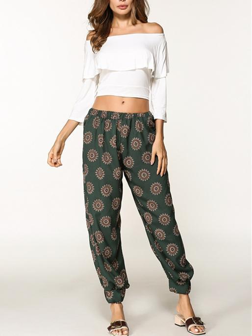 Loose Printed Bloomers Pants Bottom