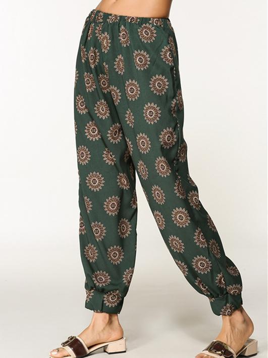 Loose Printed Bloomers Pants Bottom