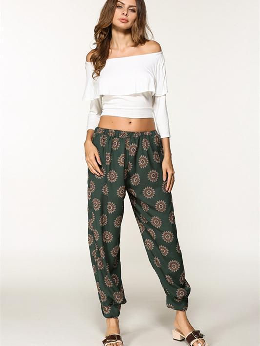 Loose Printed Bloomers Pants Bottom