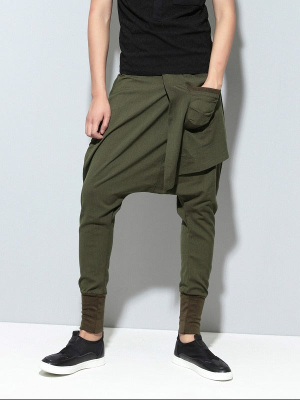 Loose Elasticity Waist False Two Harem Pants