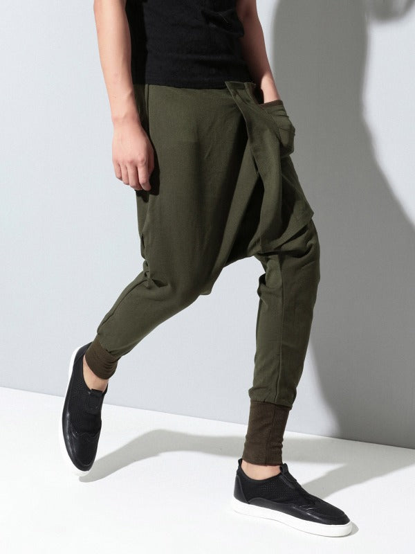 Loose Elasticity Waist False Two Harem Pants