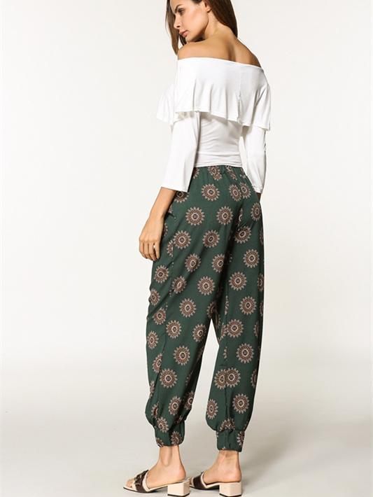 Loose Printed Bloomers Pants Bottom