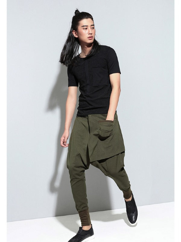 Loose Elasticity Waist False Two Harem Pants