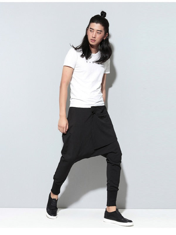 Loose Elasticity Waist False Two Harem Pants