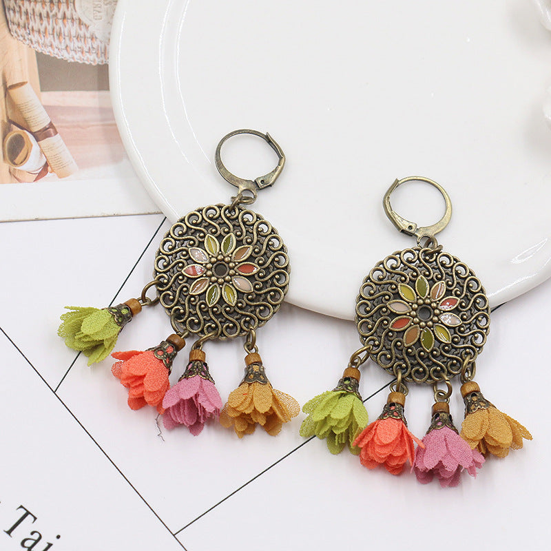 Long tassel Flower Earrings