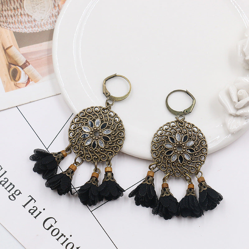 Long tassel Flower Earrings