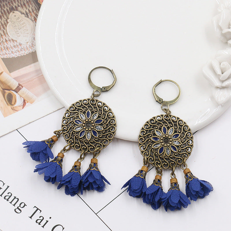 Long tassel Flower Earrings