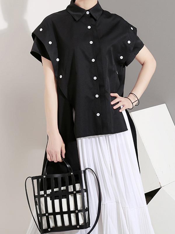 Loose Split-side Cropped Blouse