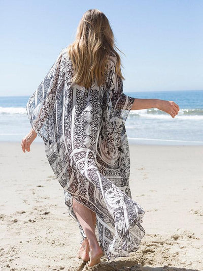 Plus Size Loose Beach Printed Swimwear Cover-ups