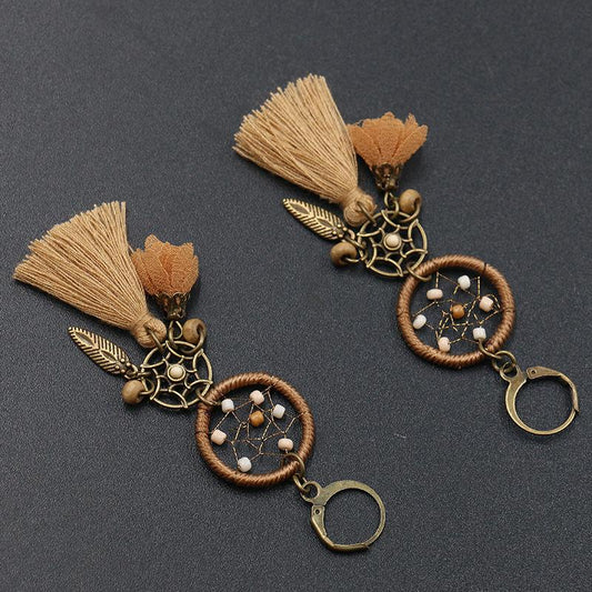 New dream catcher retro tassel pendant ethnic style flower earrings