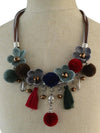 Alloy Rhinestone Resin Bead Flower pendant Necklace Accessories